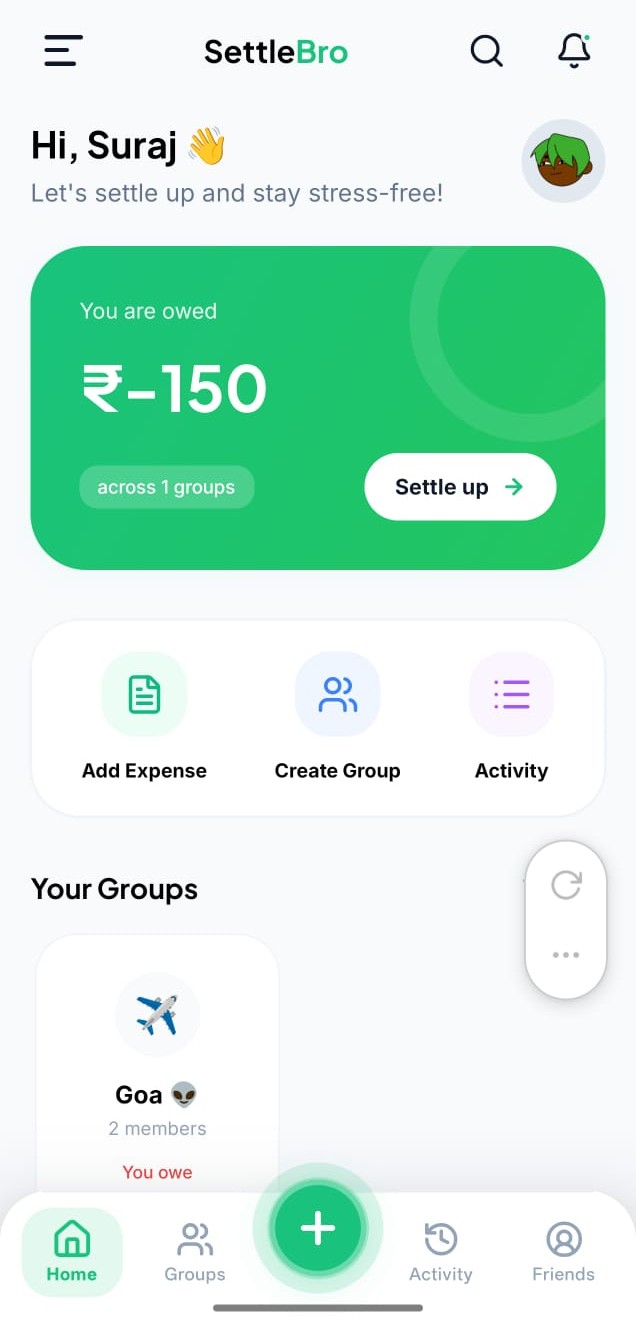 SettleBro App Dashboard
